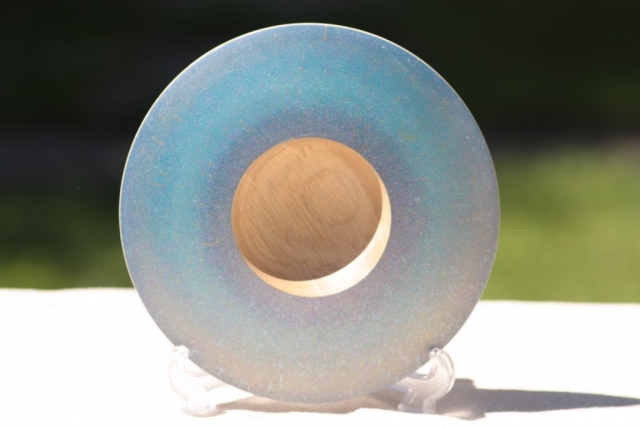 "Orbital" - Airbrushed and texture painted 18cm bowl. Wood: London Plane